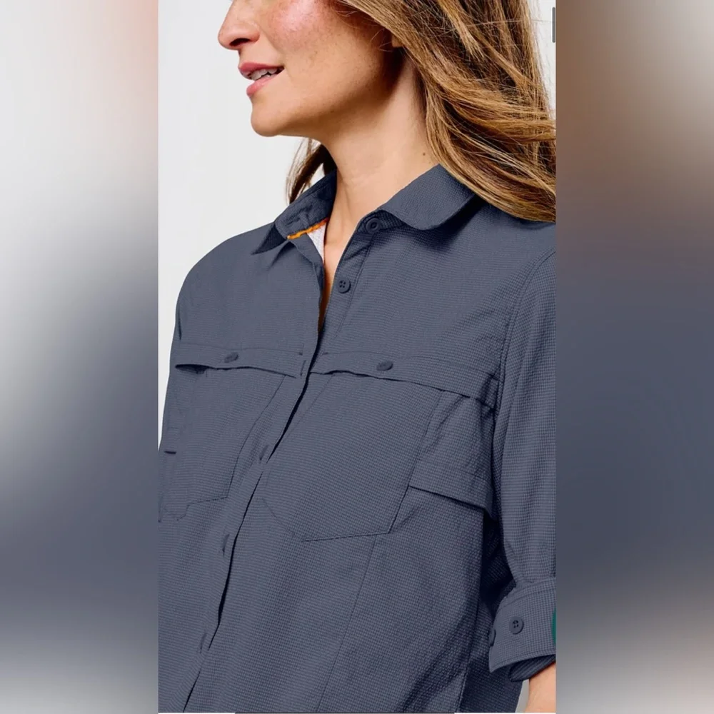 NWT Women’s Orvis Open Air Caster Longsleeve Carbon NAVY work shirt  SPF 40 XL - Picture 2 of 13